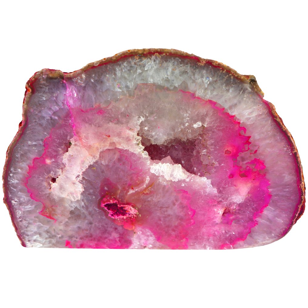 无底价 - 鲜艳粉色玛瑙 XL Geode - 13x12x6 厘米- 2.6 kg #1.0