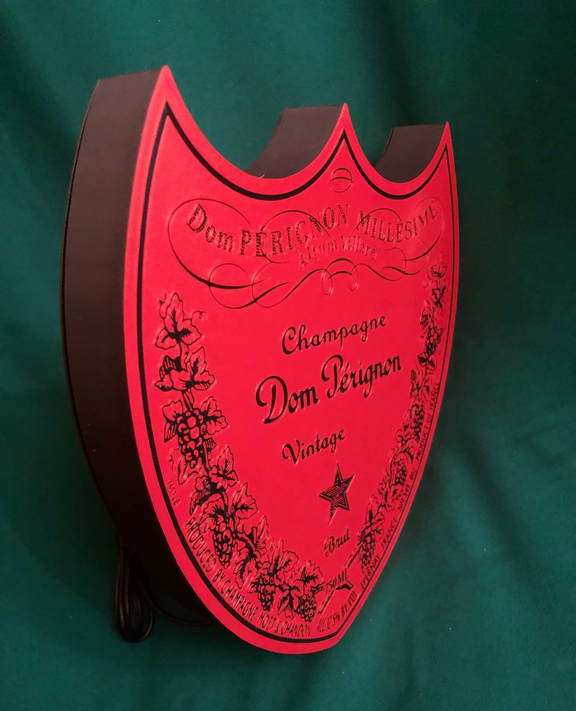 Tribute to Dom Perignon Champagne , dark red label - Publicitate pentru baruri - Semn publicitar iluminat - plastic dur #4.3