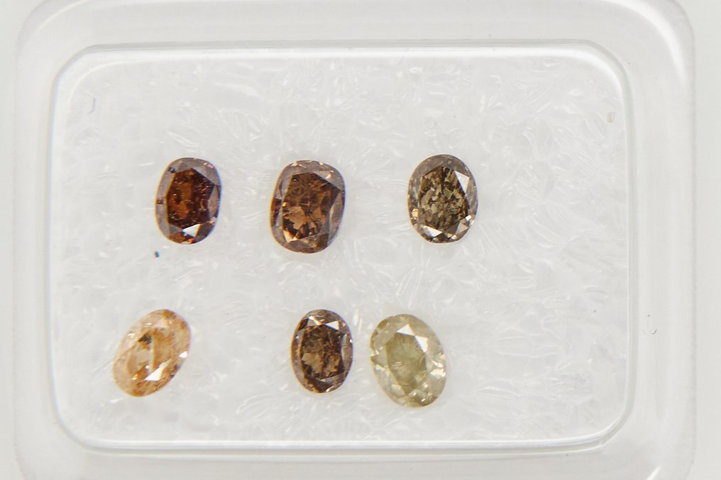 Zonder Minimumprijs - 6 pcs Diamant (Natuurlijk) - 0.92 ct - Ovaal - P1, P2, I3 - Gem Report Antwerp (GRA) #2.1