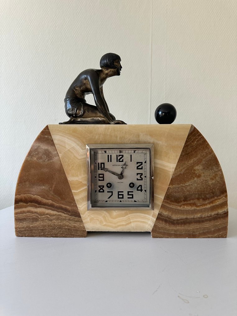 Figurmantal-ur - Samuel Marti - Glas, Marmor, Råzink - 1920-1930 #1.0