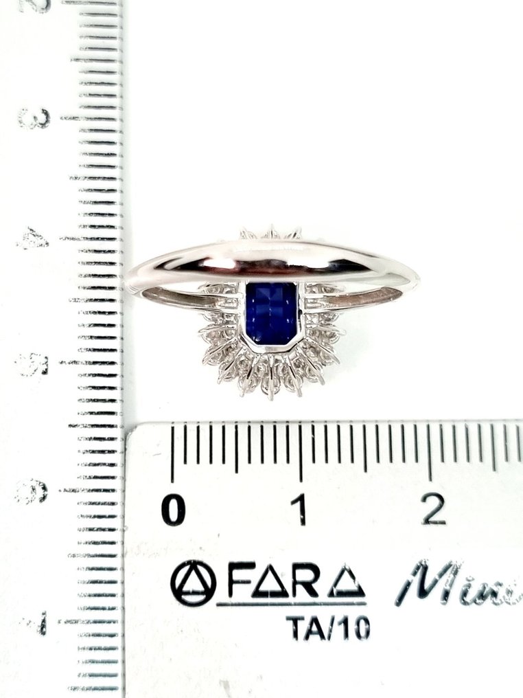 Δαχτυλίδι - 18 καράτια Λευκός χρυσός Ζαφείρι - Διαμάντι #1.0