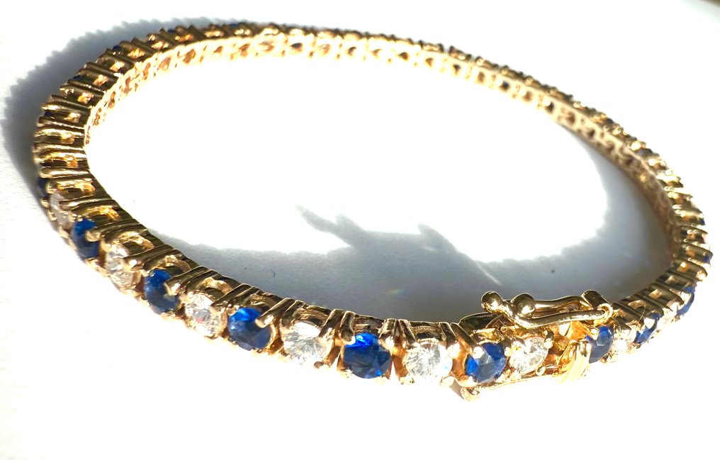 沒有保留價 - 手鈪 銀, 复古蓝宝石925纯银手链 #1.0