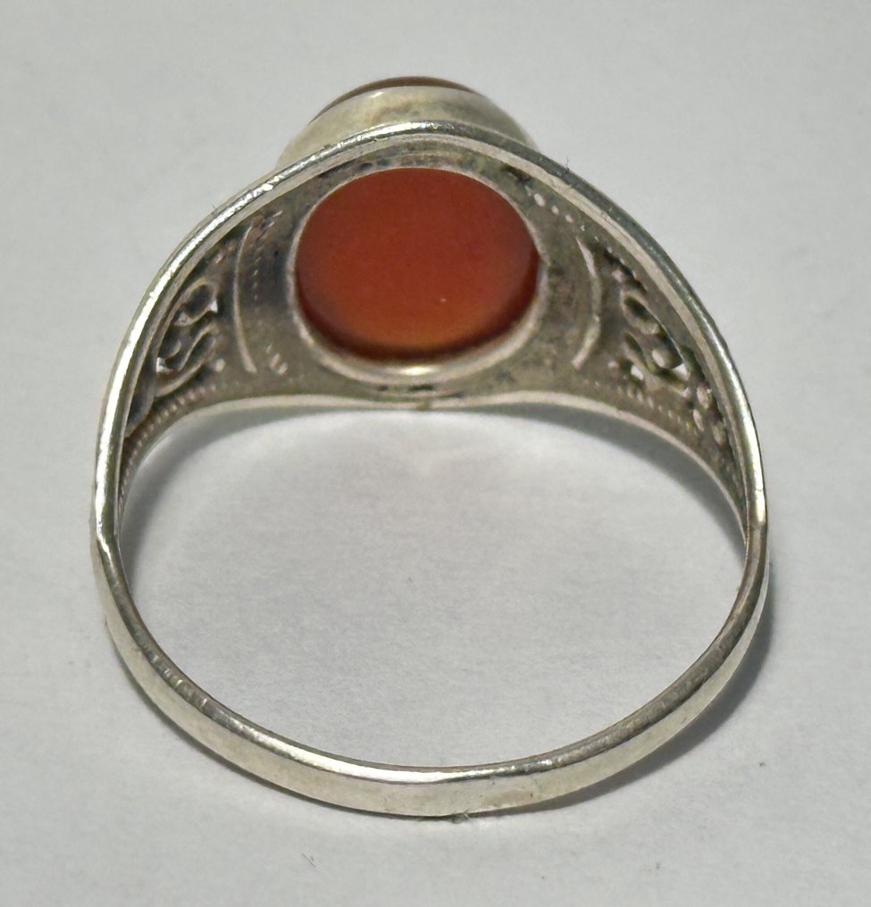 天然红色珊瑚石(12克拉)。非常罕见。高品质 AAA。神圣的纯净。 - 戒指 - 925 银 #2.1