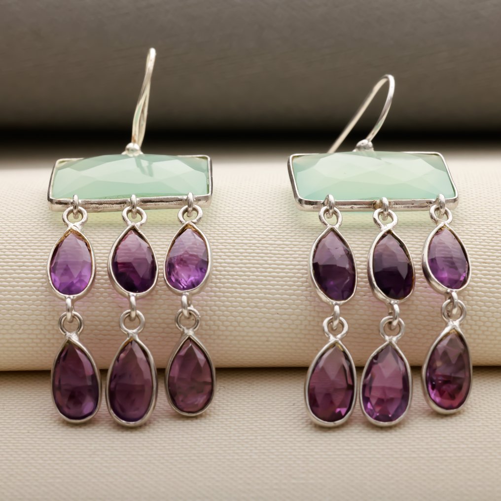 沒有保留價 - 耳環 銀 - 1.00ct. tw. 混合寶石 - 实验报告 #4.3