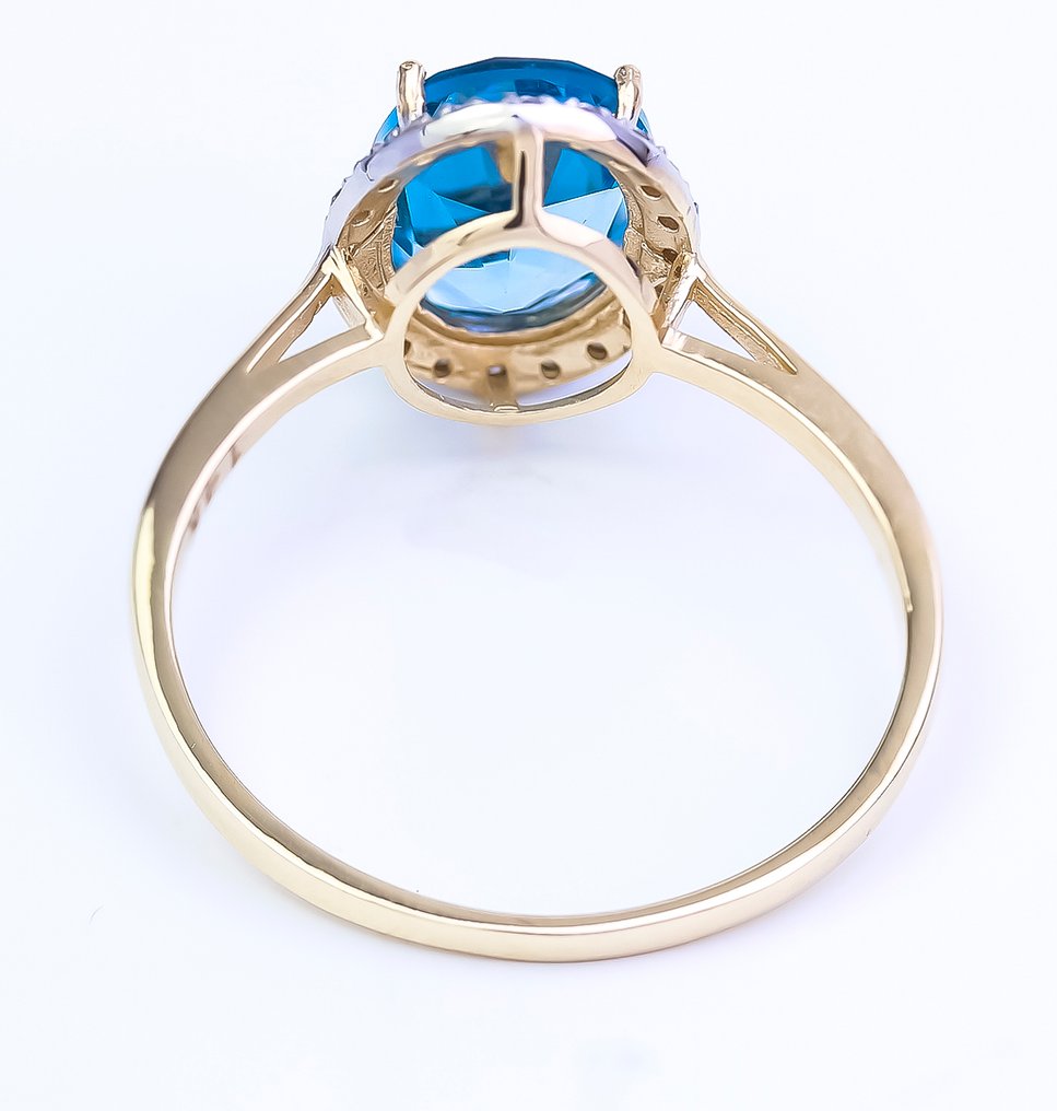 没有保留价 - 戒指 - 14K包金 黄金 黄宝石 - 钻石 #4.3