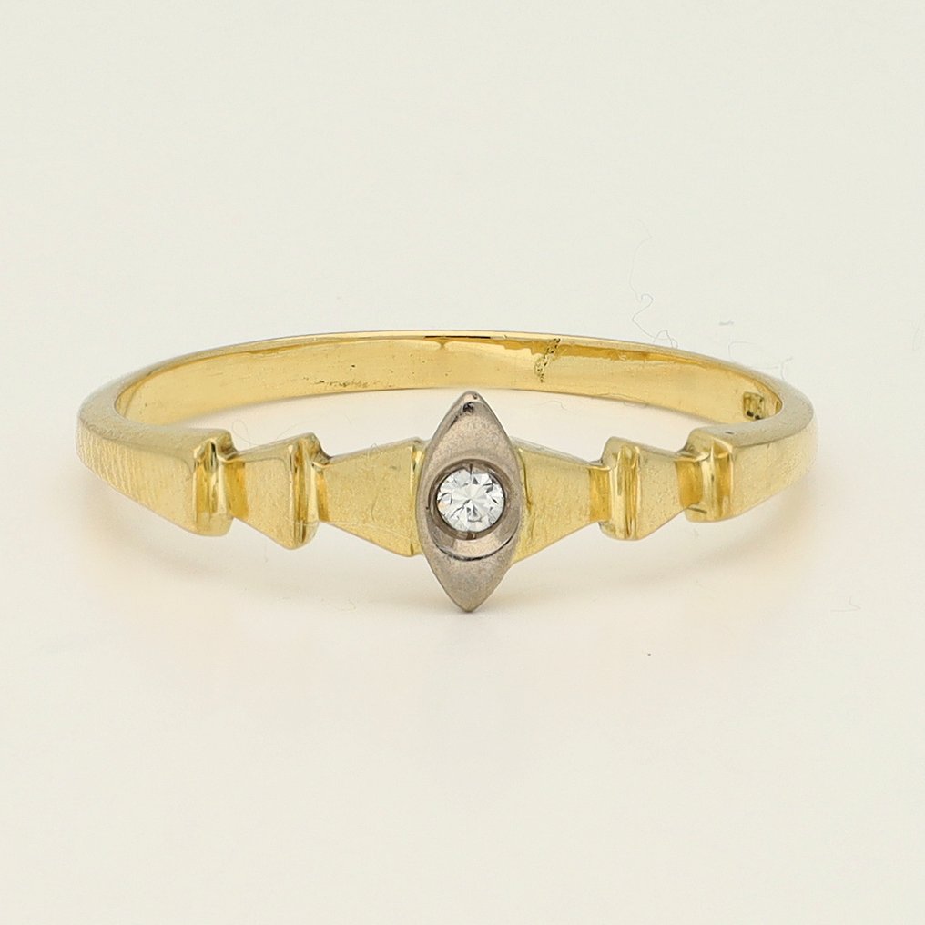 戒指 - 18K包金 黄金 - 0.04ct. tw. 钻石 (天然) #1.0