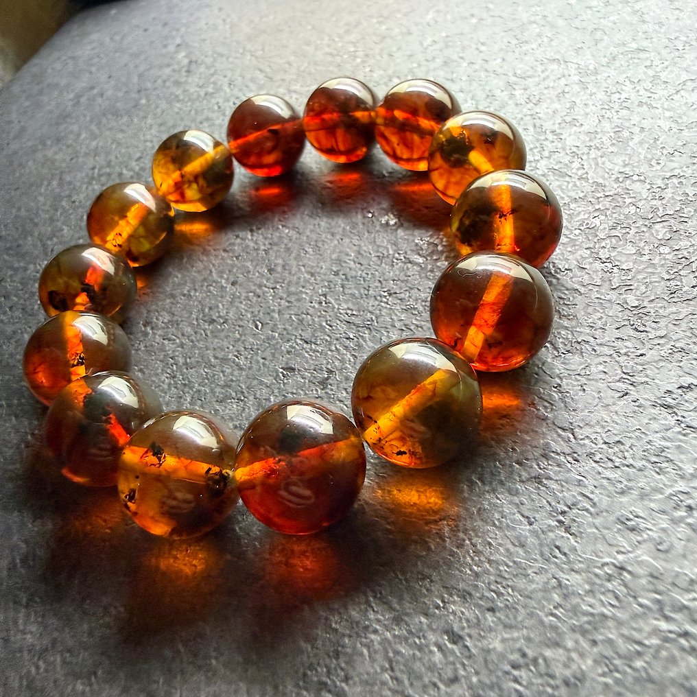 Eksklusiivinen rannekoru, Itämeren meripihkanhelmet, 16 mm, 32,7 g. - Meripihka - Baltic amber - succinite #3.2