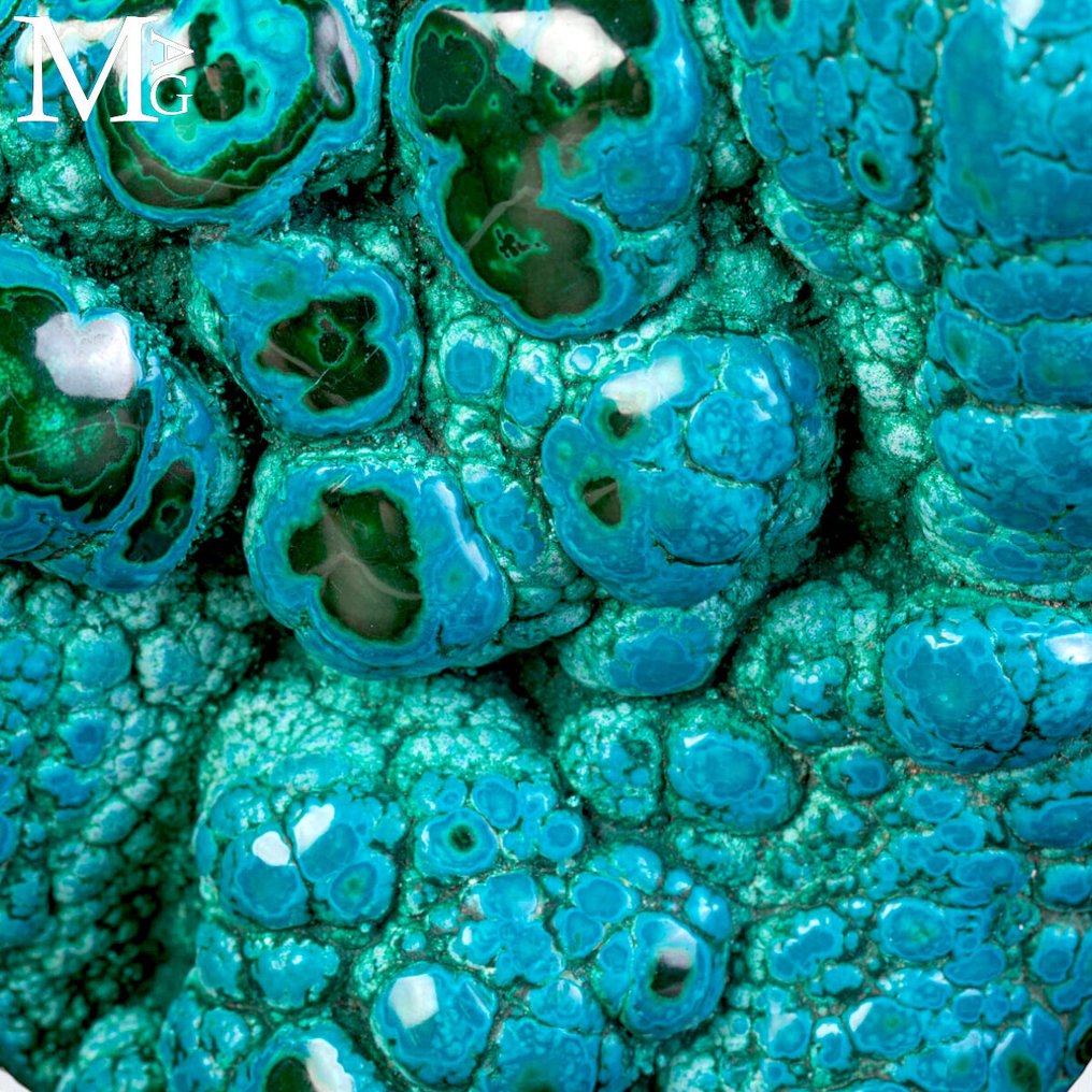 卓越的Botroidal孔雀石与Crysocolla标本 独家孔雀石与蓝铜矿天然雕塑底座上 - 高度: 256 mm - 宽度: 170 mm- 2843 g #3.2