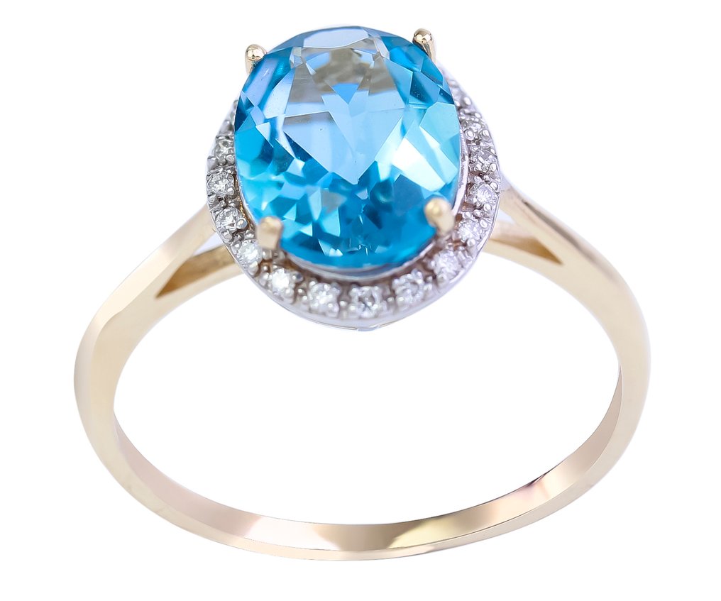 没有保留价 - 戒指 - 14K包金 黄金 黄宝石 - 钻石 #2.1