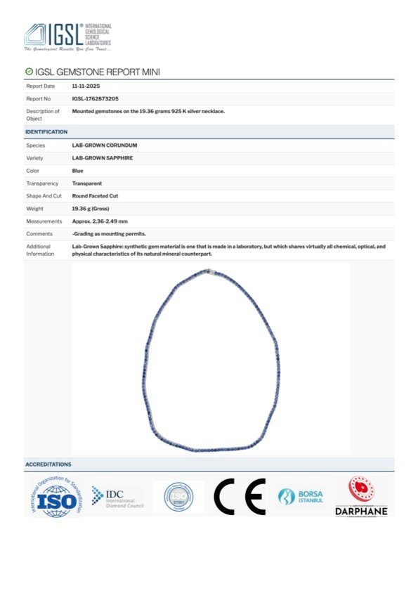 χωρίς τιμή ασφαλείας - Κολιέ Ασημί, Αναφορά Εργαστηρίου - 12.00ct. tw. Ζαφείρι - αθλητικό κολιέ #2.1