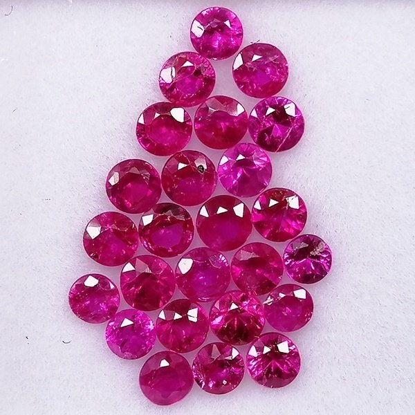 25 pcs  Red Ruby  - 2.16 ct - Instituto Gemólogico Español (IGE) - Waste-Free Leftovers #1.0