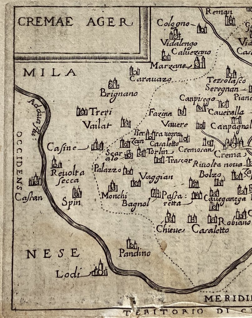 Italy - Lombardia; Ortelius - Cremae Ager - Teritorio di Crema - 1581-1600 #2.1
