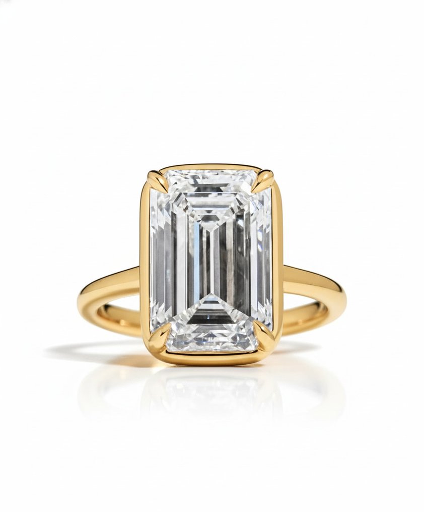 Gyűrű - 14 kt. Sárga arany - 5.00ct. tw. Gyémánt (Laboratóriumban előállított) #1.0