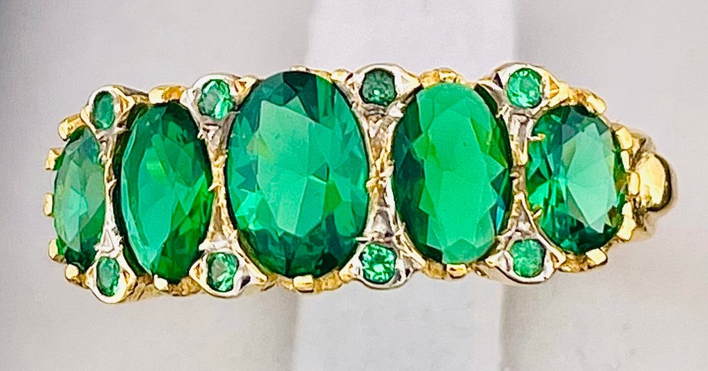 没有保留价 - 戒指 - 9 kt. 黄金, 银 祖母绿 - 祖母绿 #3.2