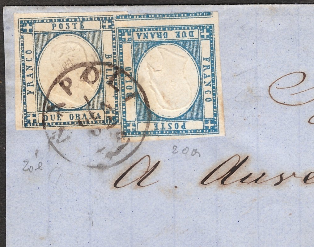 Ókori itáliai államok - Nápoly 1861 - Két különböző színű festéket kell felvinni az 1962. január 1-i levélre. - Sassone 20e 20a #1.0