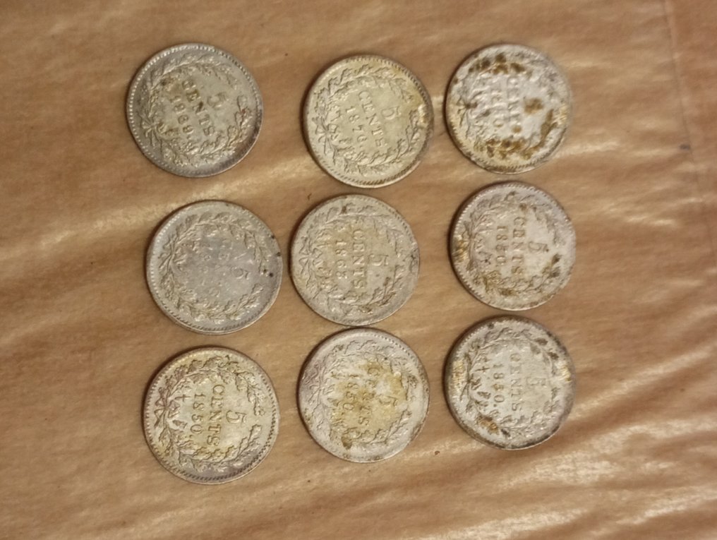 Netherlands. Willem III. 5 Cents 1850 to 1887,  38 monete  (No reserve price) #3.2