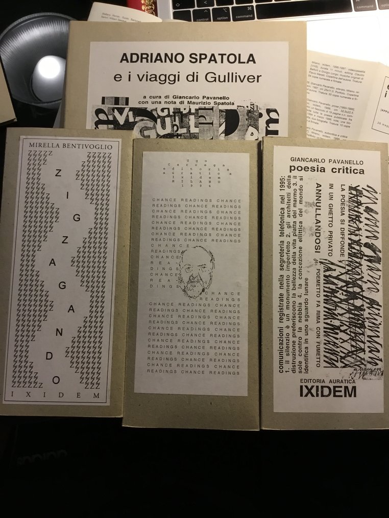 Giancarlo Pavanello, Adriano Spatola, Ugo Carrega, Mirella Bentivoglio - Lot with 4 visual poetry publications by Ixidem - 1994-1998 #1.0