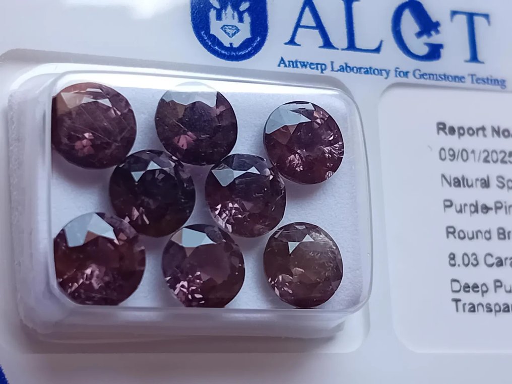 8 pcs 紫色, 粉色 尖晶石 - 8.03 ct - Antwerp Laboratory for Gemstone Testing (ALGT) - 缅甸(缅甸) #2.1