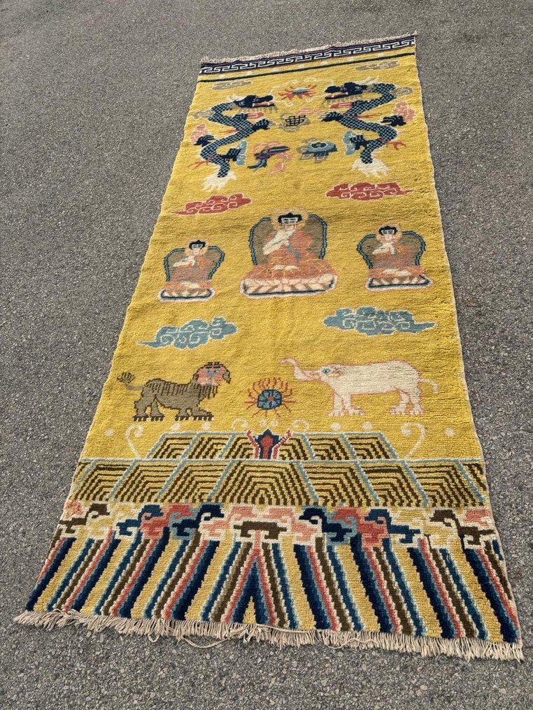 佛教柱子地毯 - 300 去 - 120 去 - 西藏 / 中国 - 20世纪 #1.0