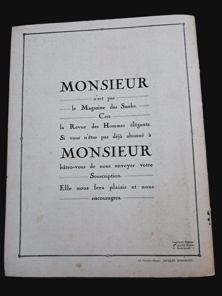 Maurice Tanguy; Guy Arnoux; Cad; Rego Monteiro; Benito - Monsieur, Revue des élégances - Lotto di 9 numeri - 1922 #4.3
