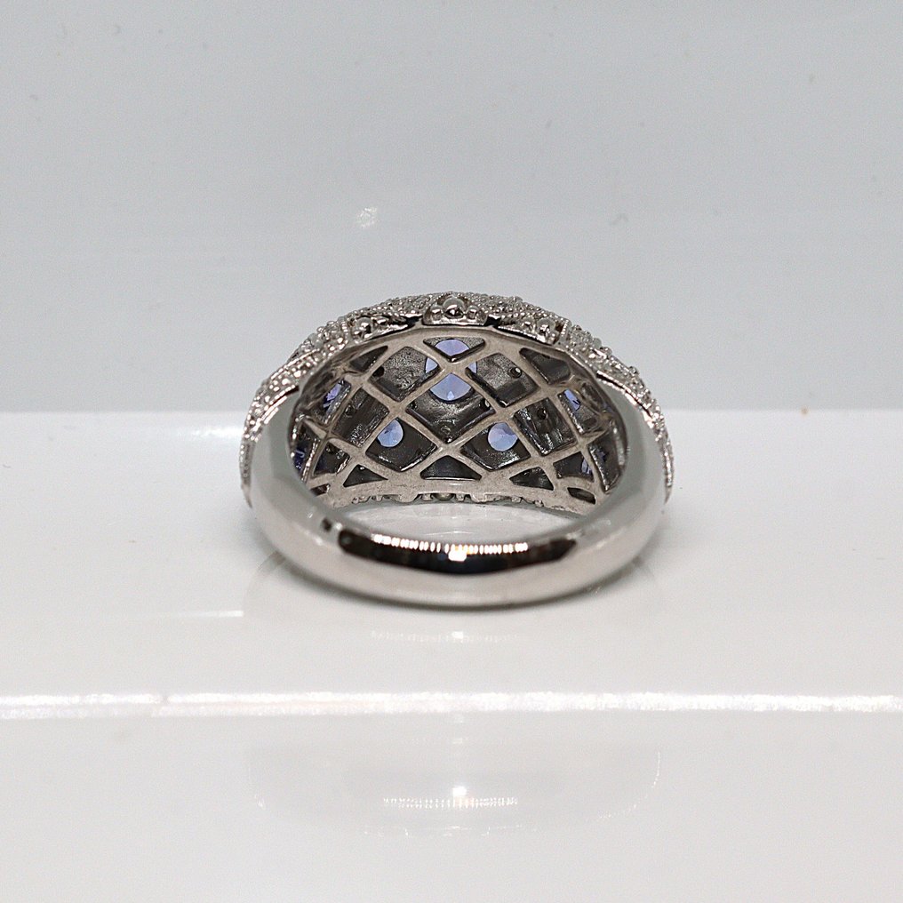 No reserve price - Ring Silver - 1.99ct. tw. Tanzanite - Diamond - Size: 17.5 mm #4.3