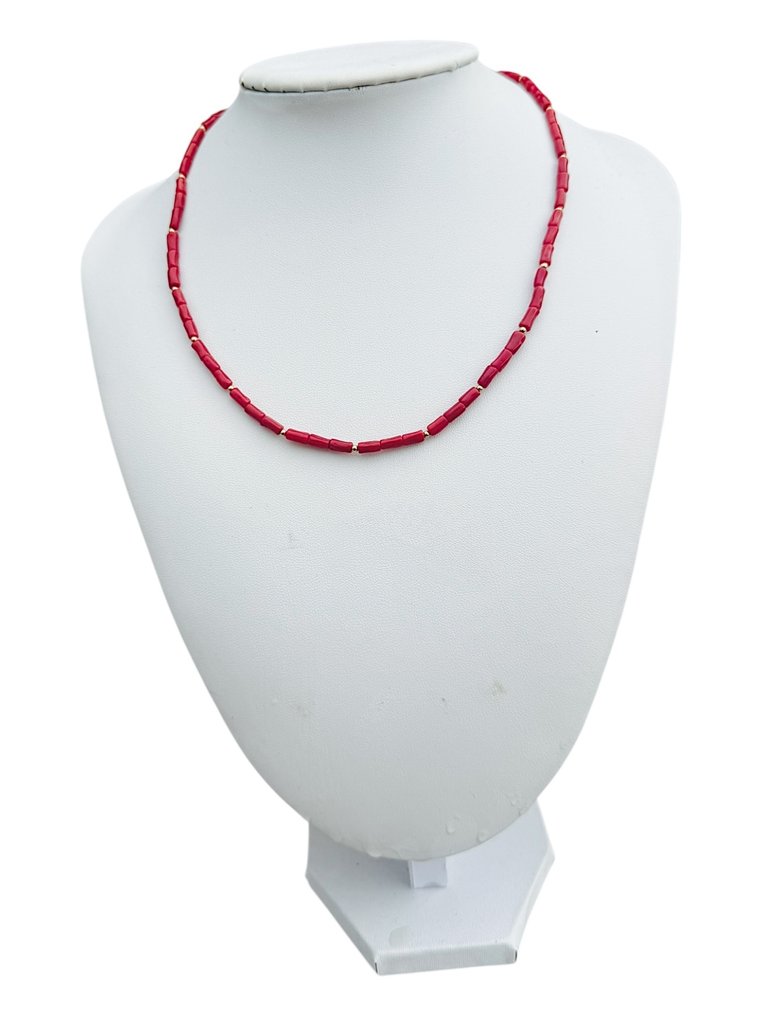 Zonder Minimumprijs - Halsketting - 18 karaat Geel goud Koraal #3.2