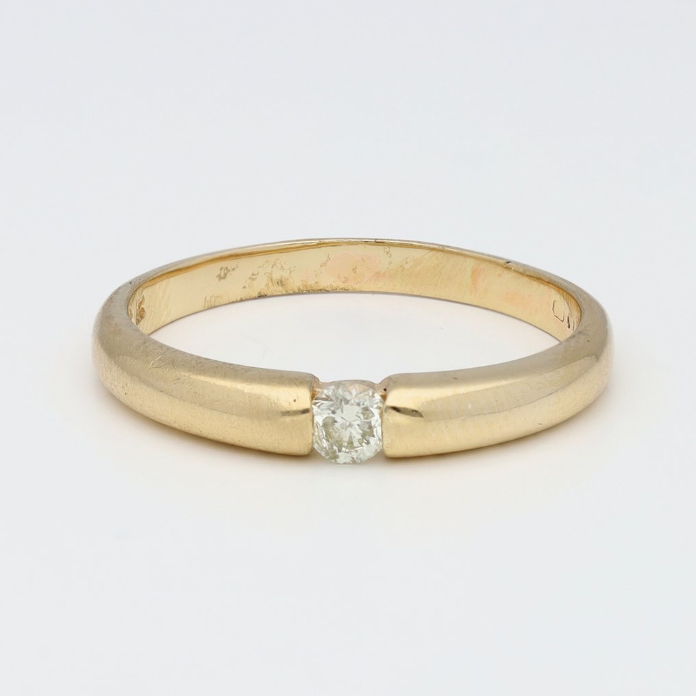 戒指 - 14 克拉 黃金 鉆石 (天然) - Solitair #1.0