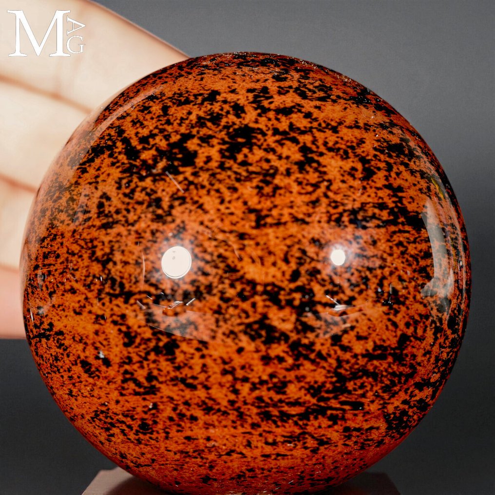 No Recerve Price Mahogany Obsidian Sphere - Very Rare Quality - Red Dappled Obsidian Sphere - Altezza: 77.2 mm - Larghezza: 77.2 mm- 572 g #1.0