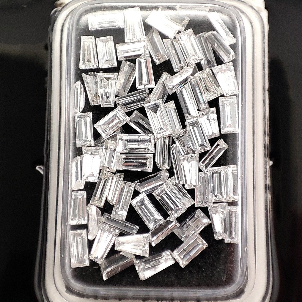 没有保留价 - 67 pcs 钻石 (天然) - 3.04 ct - 锥形 - D (无色), E - VS1 轻微内含一级 - 以色列宝石中心(G.C.I.) - Baguette 和锥形 #1.0