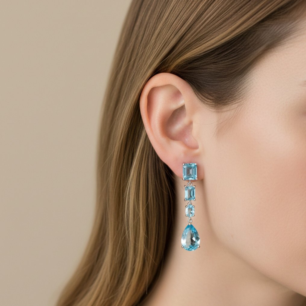 沒有保留價 - 耳環 銀 -  17.50ct. tw. 黃玉 - 已认证 #1.0