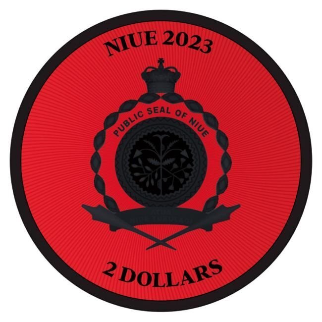 Niue. 2 Dollars 2023 1oz $2 NZD Niue Lucky Clover Cyber Red Black Platinum Silver Coin (No Reserve Price) #2.1
