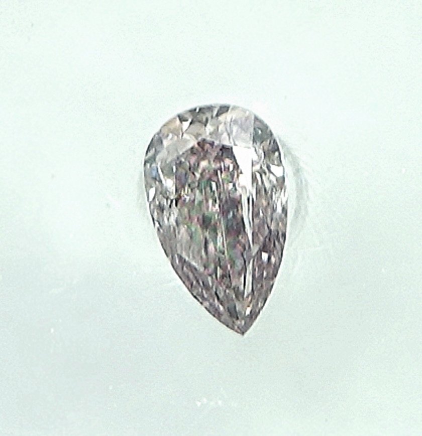 1 pcs Diamond  (Natural coloured)  - 0.13 ct - Pear - Light Pink - I2 - Gem Report Antwerp (GRA) #1.0