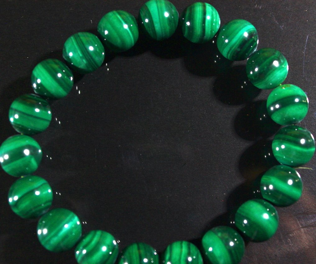 High Quality Natural Malachite - Ct. 212.0 Bracelet with 10 mm pearls - Height: 18 cm - Width: 10 mm- 42.4 g #3.2