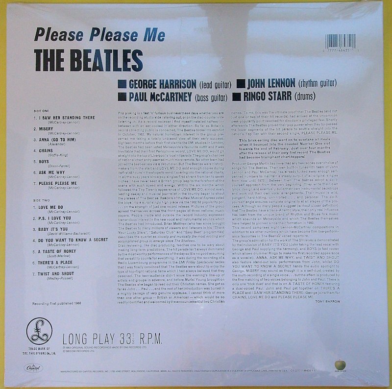 Beatles - Please Please Me (Mono) - Album LP (oggetto singolo) - Mono, Ristampa - 1995 #3.2