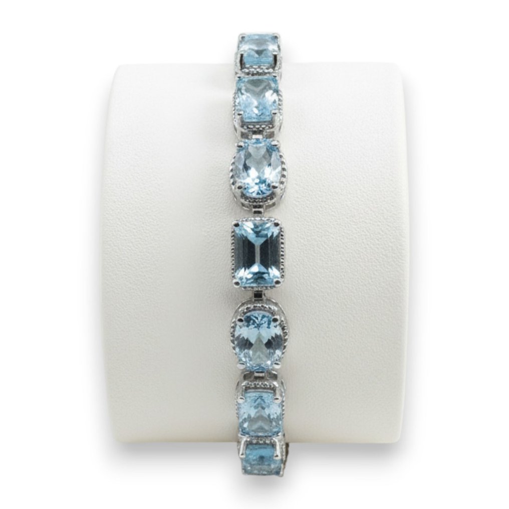 χωρίς τιμή ασφαλείας - Βραχιόλι Ασημί -  17.00ct. tw. Τοπάζιο - Πιστοποιημένο #1.0
