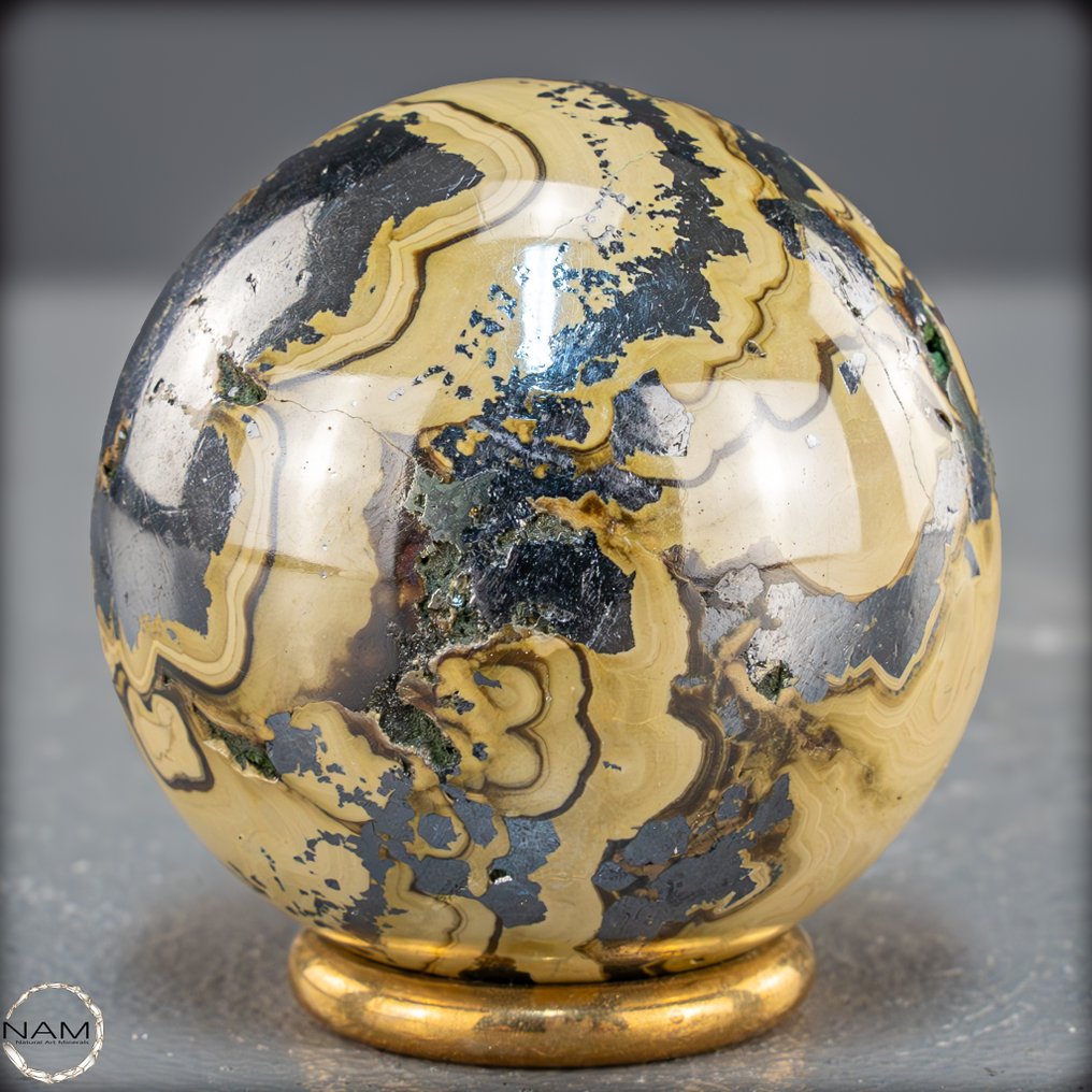 Sfera estremamente rara AAA+++ di sphalerite, galena, wurtzite e marcasite proveniente dalla Sfera- 253.17 g #3.2