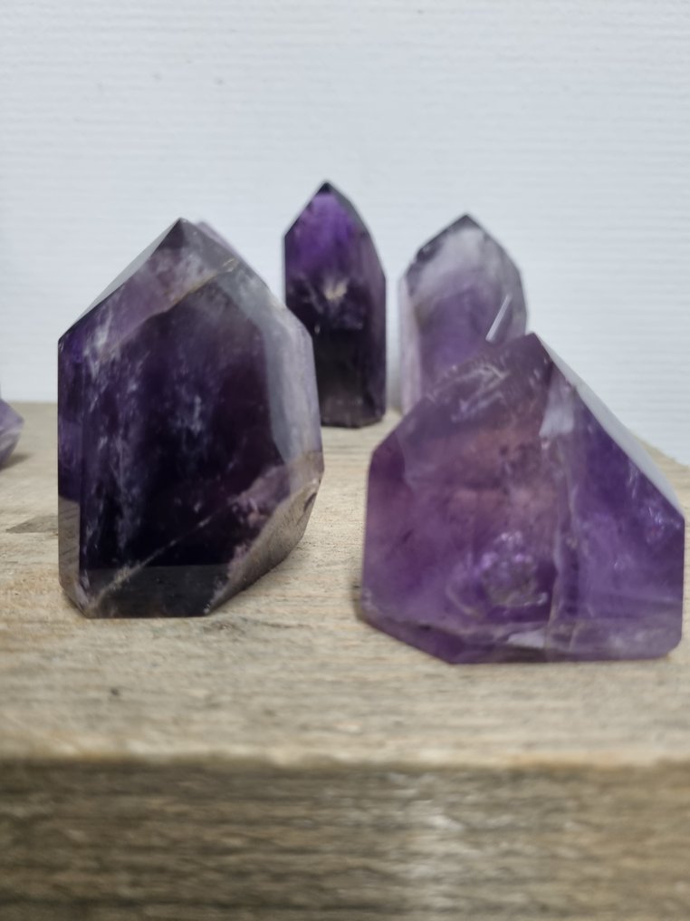HQ Amethyst points - 7.4 - 4.2 cm Crystal point- 546 g - (6) #4.3