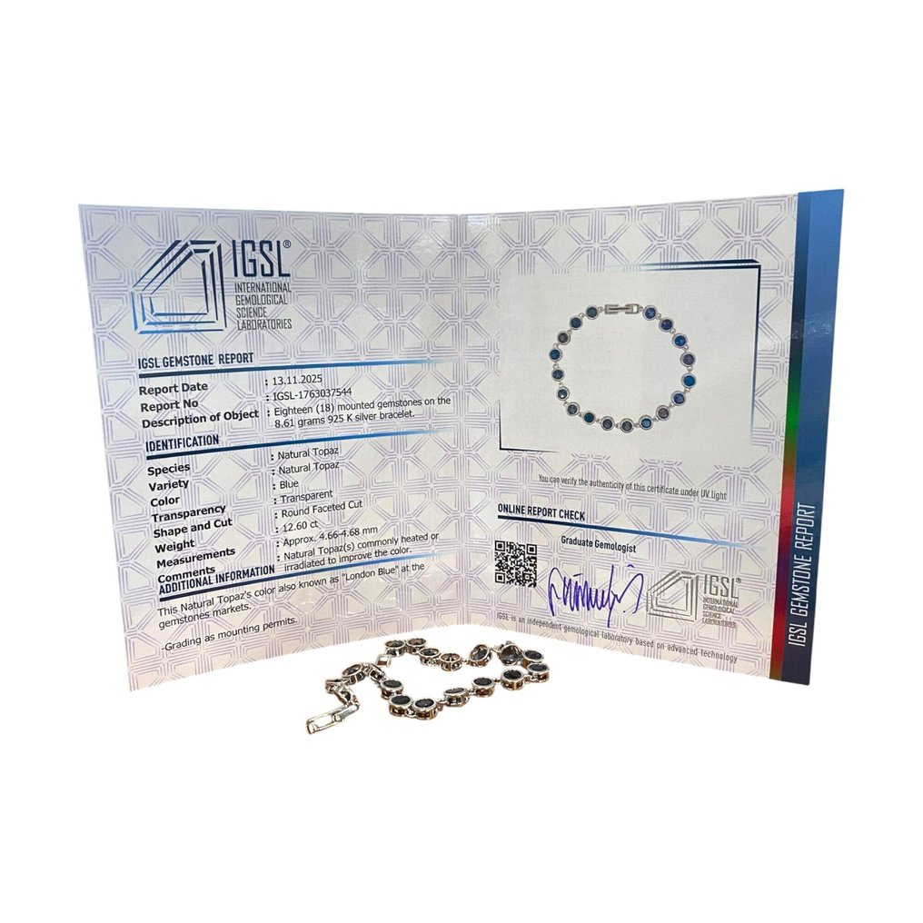 沒有保留價 - 手鈪 銀 -  12.60ct. tw. 黃玉 - 已认证 #2.1