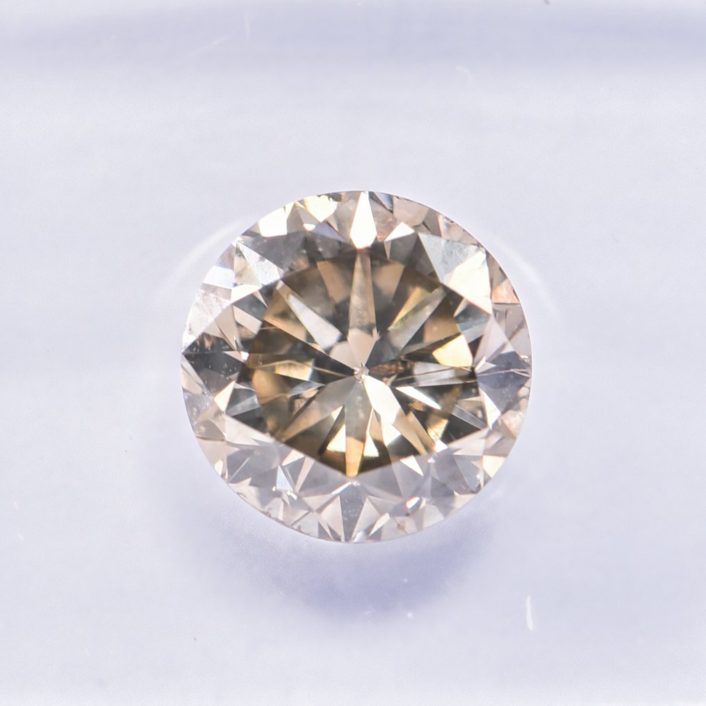 χωρίς τιμή ασφαλείας - 1 pcs Διαμάντι (Φυσικού χρώματος) - 1.54 ct - Στρογγυλό - Fancy Γκριζωπό, Καφετί Κίτρινο - SI2 - International Gemological Institute (IGI) - ΒΓ #4.3