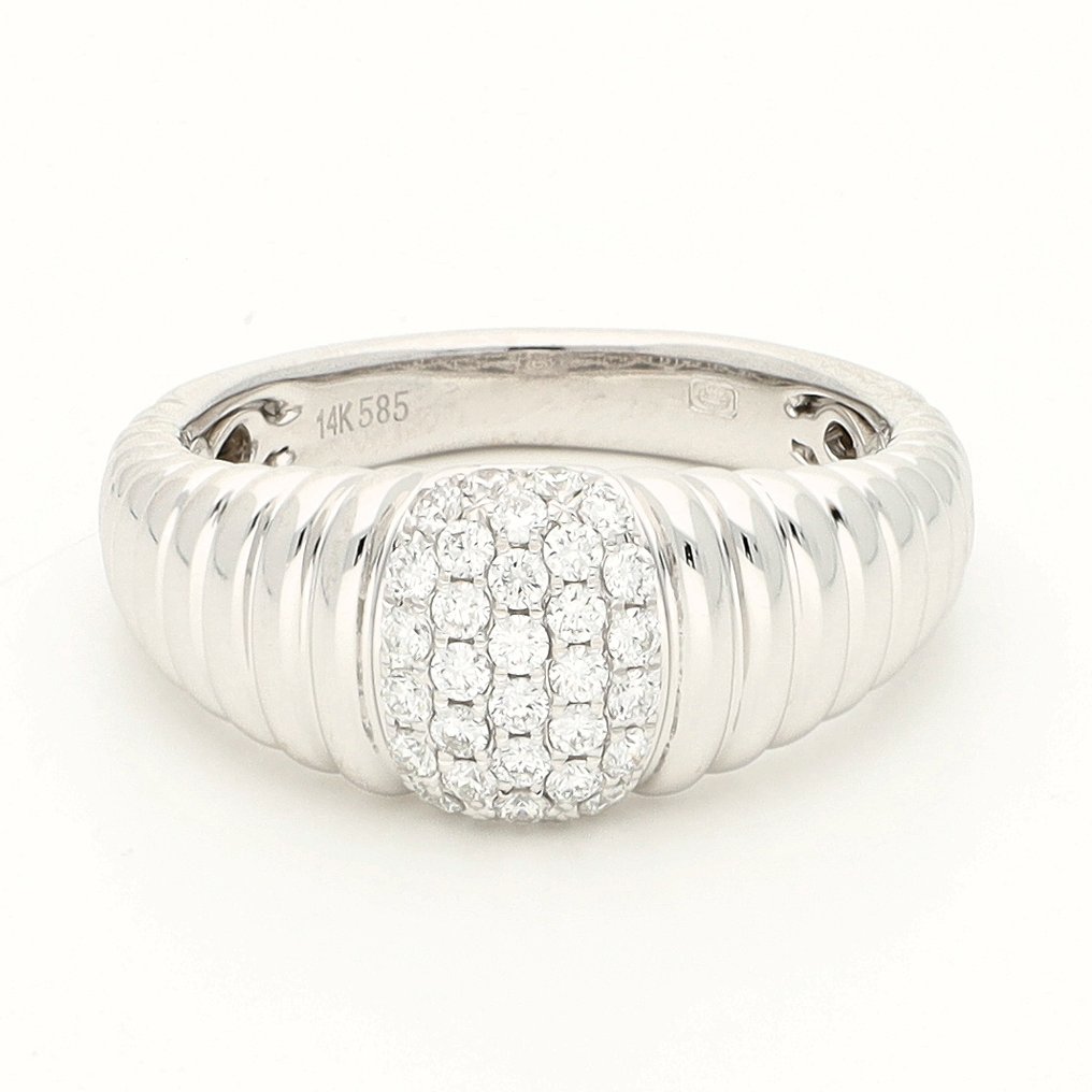 Ring - 14 kt Weißgold - 0.20ct. tw. Diamant (Natürlich) #4.3