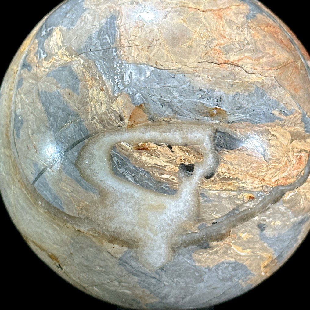 裝飾飾物 (2) - NO RESERVE PRICE - Stunning pair of Yellow Maligano Sphere and Shell ball on custom stands - 印度尼西亞 #4.3