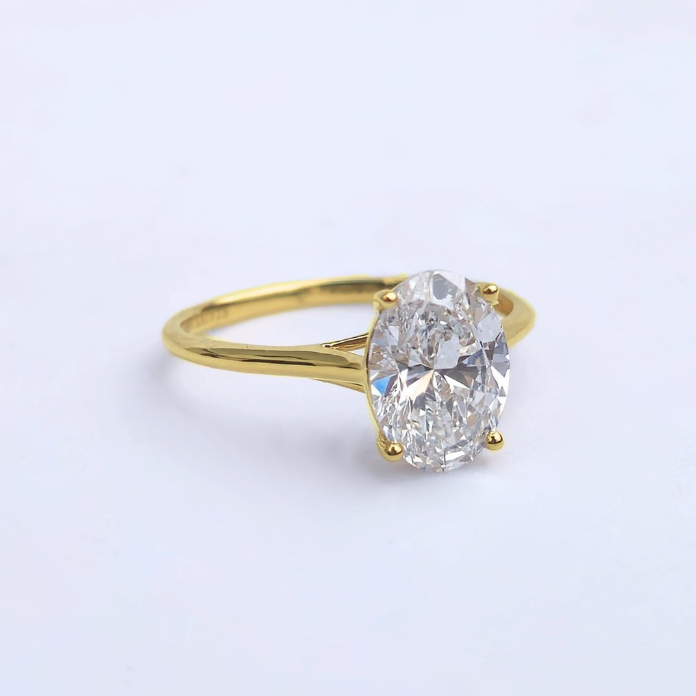 Bague - 14 carats Or jaune - 2.01ct. tw. Diamant (Cultivé en laboratoire) - CERTIFIÉ #2.1