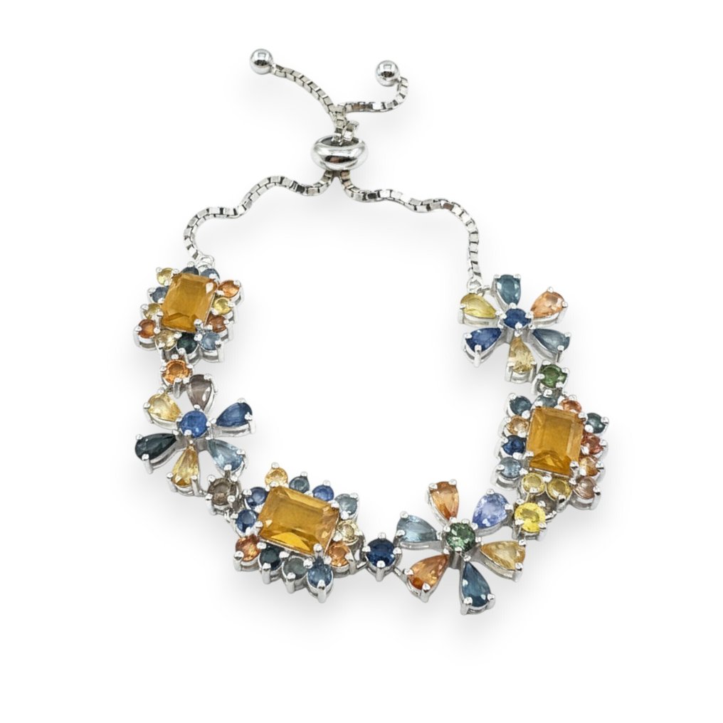 χωρίς τιμή ασφαλείας - Βραχιόλι Ασημί -  11.48ct. tw. Ζαφείρι - Πιστοποιημένο #1.0