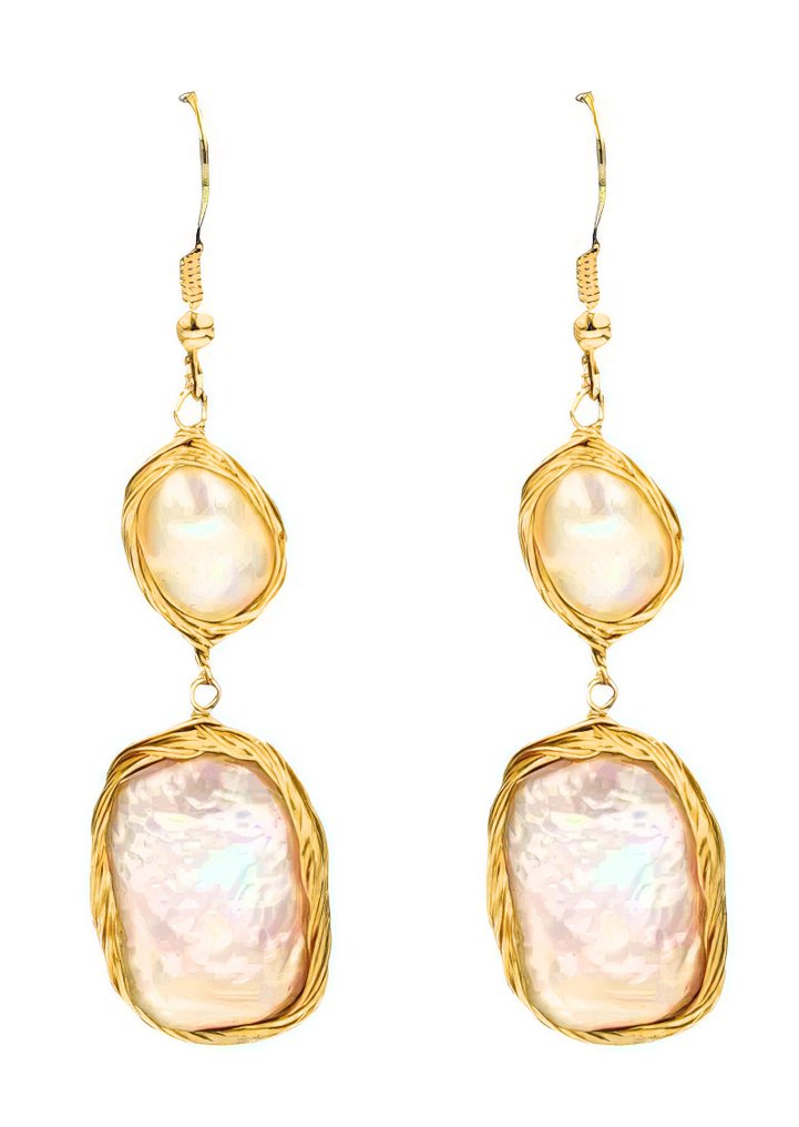 Fără preț de rezervă - Cercei Argint, Placat cu aur Perlă - Scaramazza #1.0