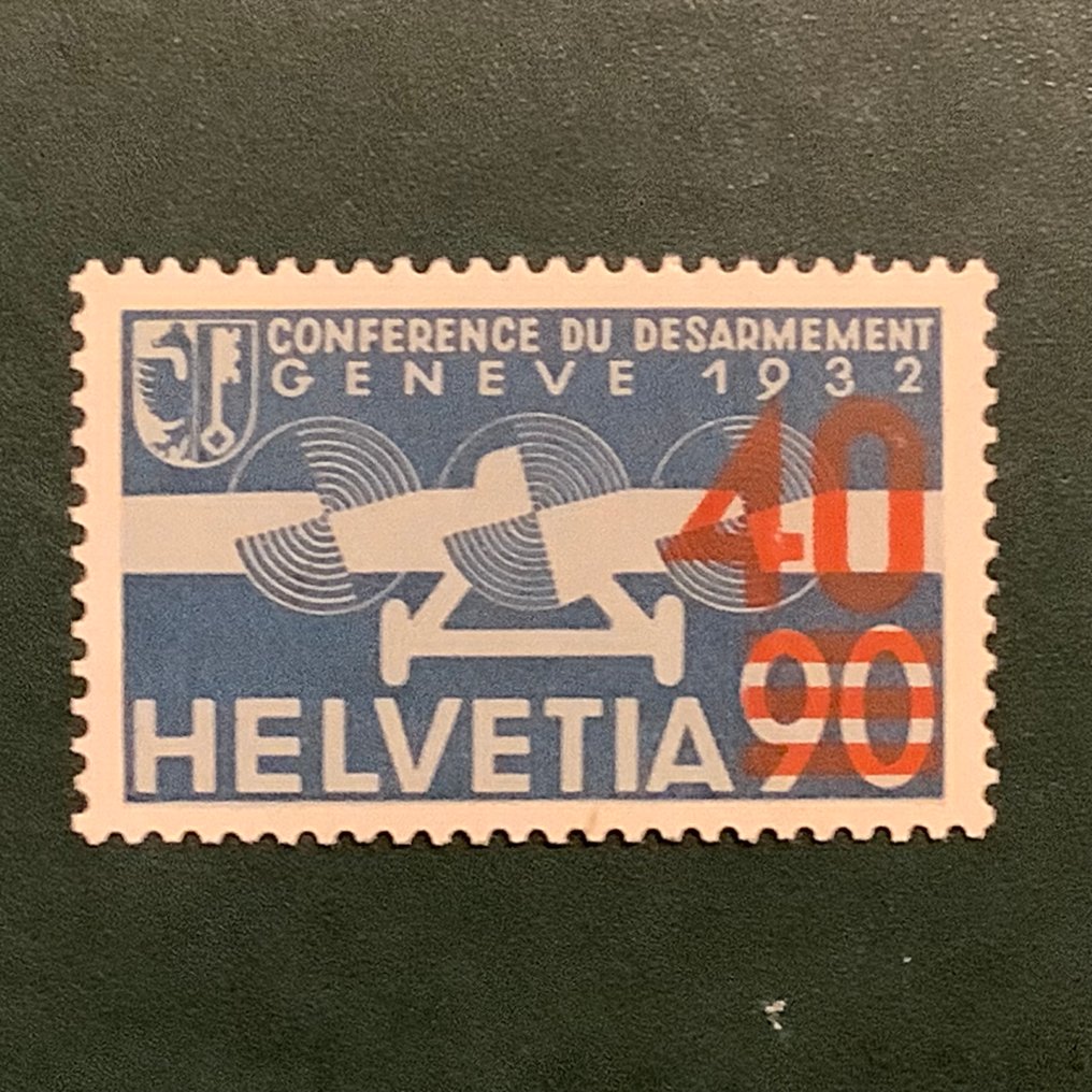 Switzerland 1936 - Airmail 40 cents to 90 cents with orange print - approved. - Michel 293a #3.2