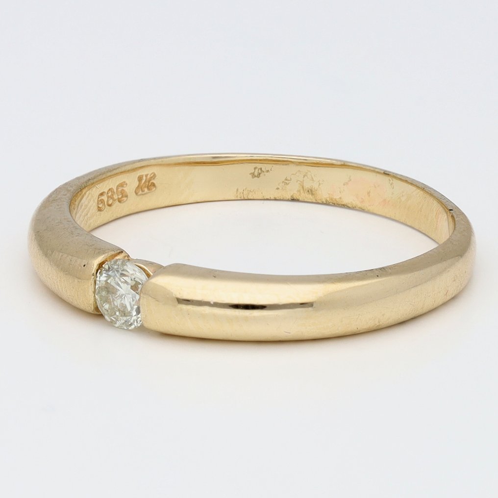 戒指 - 14 克拉 黃金 鉆石 (天然) - Solitair #1.0