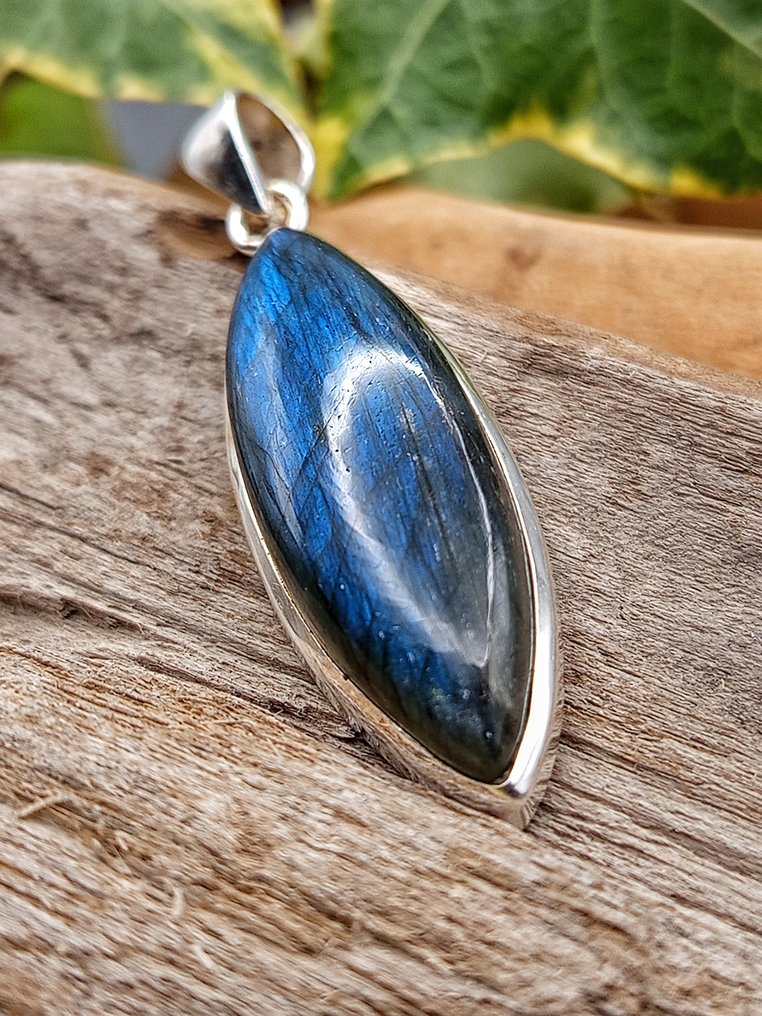 925 Silver Jewel with Blue Labradorite, Top Quality - Height: 50 mm - Width: 14 mm- 9.7 g - (1) #1.0