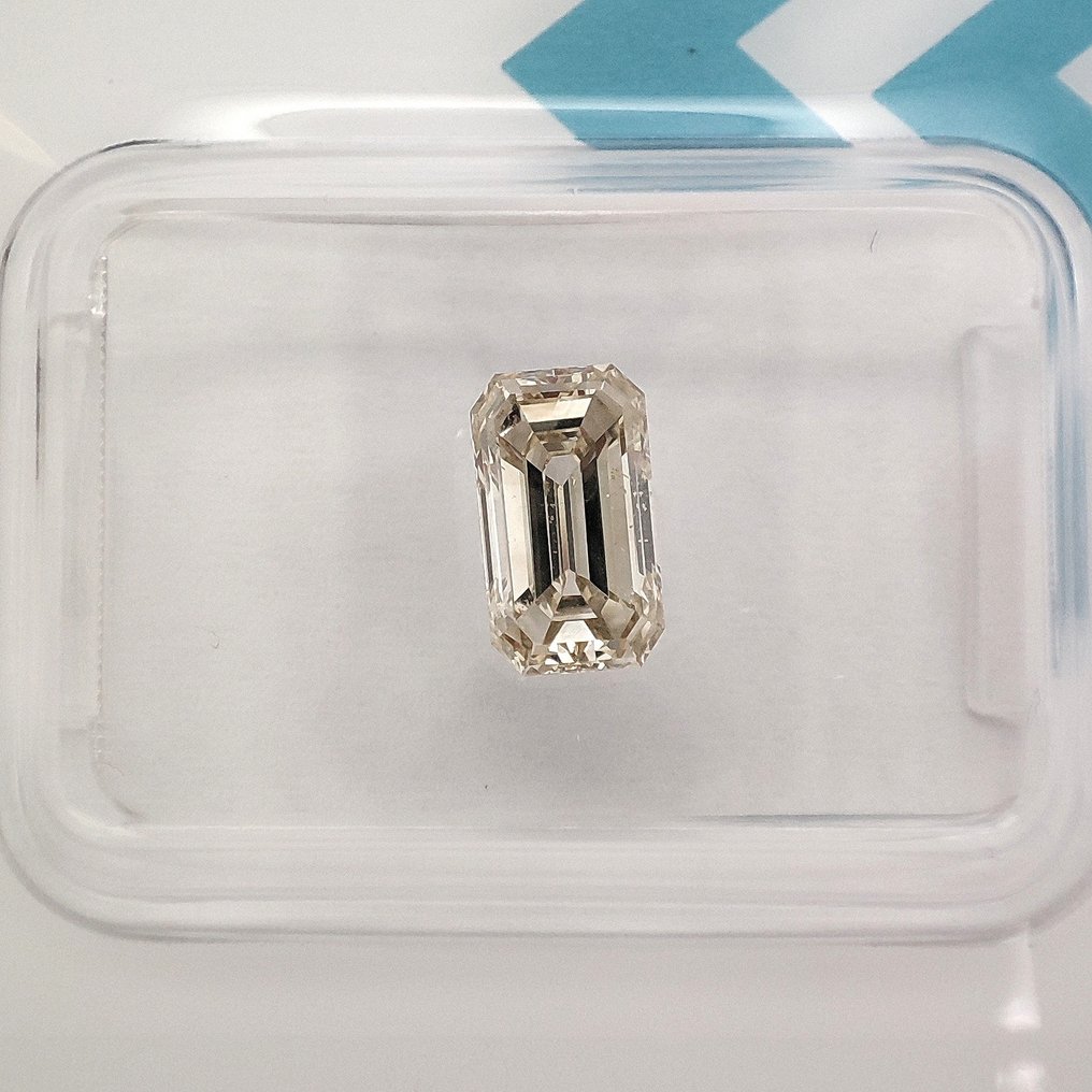 Nincs minimálár - 1 pcs Gyémánt (Természetes színű) - 1.06 ct - Smaragd - Fancy light Szürkés, Zöldes Sárga - SI1 - Nemzetközi Gemmológiai Intézet (IGI) #1.0