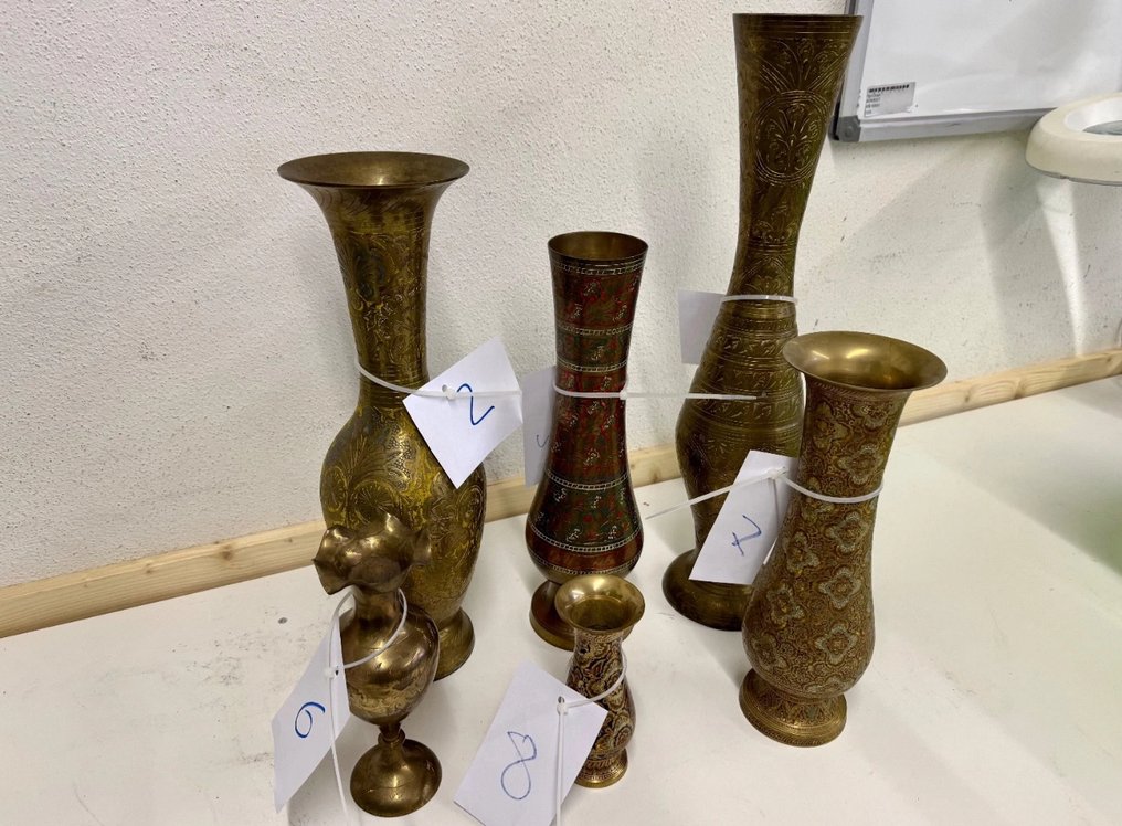 Váza (6) - Sárgaréz - Indiai vázák 6 darab #1.0