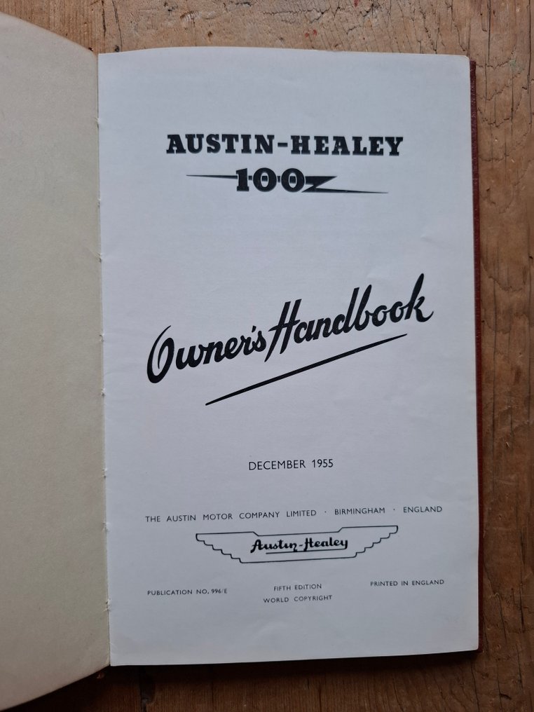 Manual - Austin Healey - 100 - Owner's Handbook - 1955 #1.0